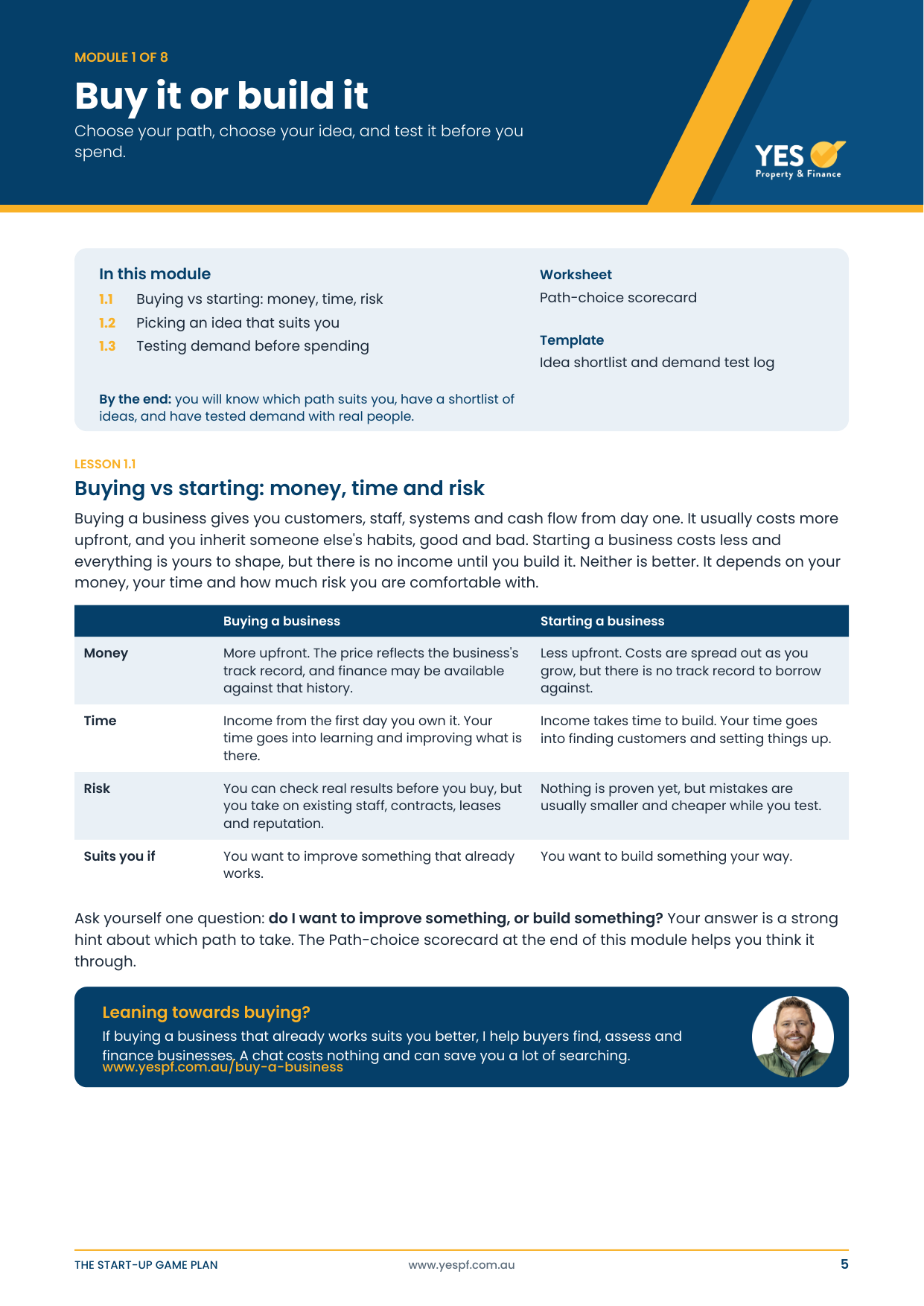 The Start-Up Game Plan: a module lesson
